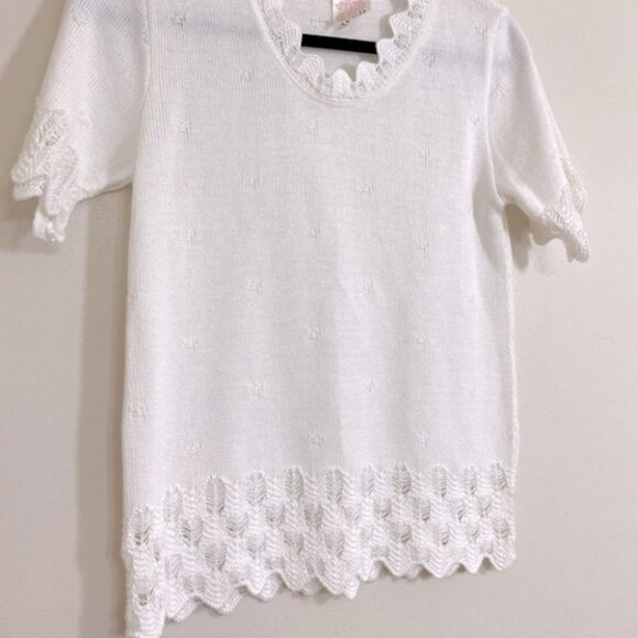 Vintage Avon White Short Sleeve Grandma Sweater XS - Picture 3 of 10